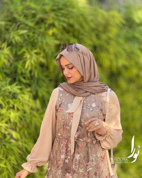 پیراهن مبینا (مشکی و نسکافه ای) - Image 9