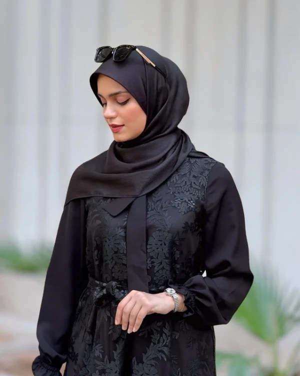 پیراهن مبینا (مشکی و نسکافه ای)