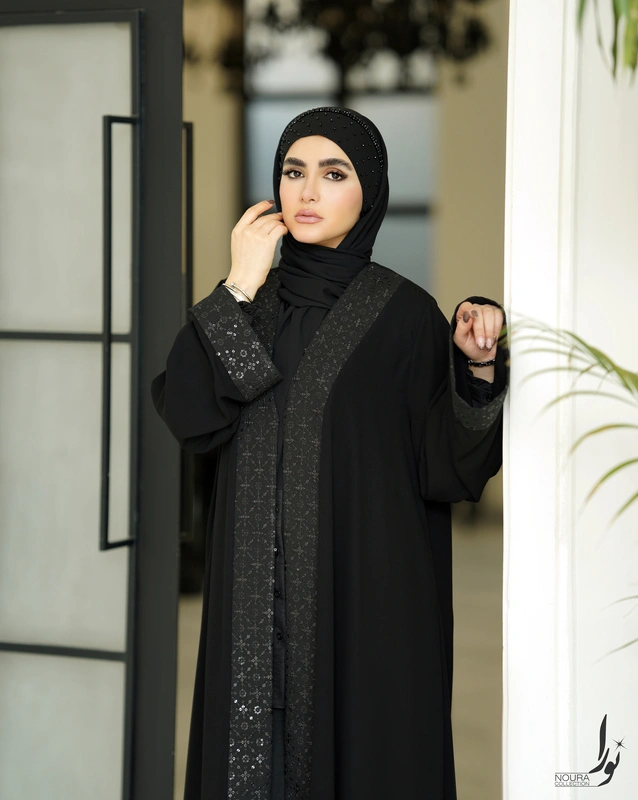 عبا حلما مشکی طرح کم پولکی