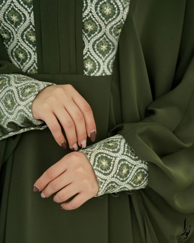 عبا صدف سوزندوزی سبز 4 عبا صدف سوزندوزی سبز