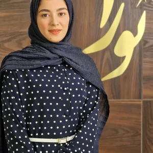 پیراهن آفتاب سرمه ای طرح خال خالی